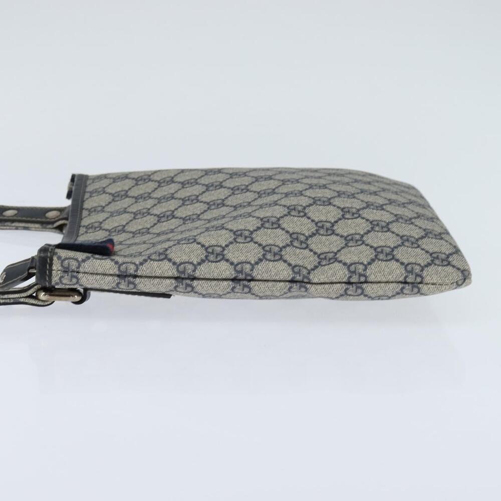 GUCCI GG Supreme Sherry Line Shoulder Bag PVC Navy Silver 246413 Auth 150735 - Picture 3 of 16